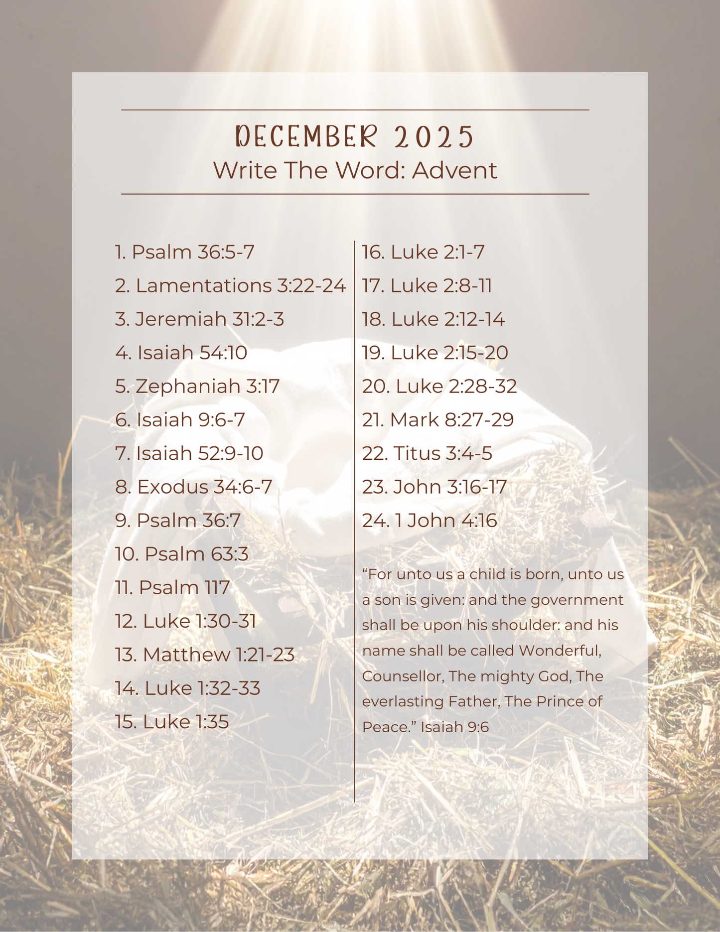 December 2025 Write the Word: Advent