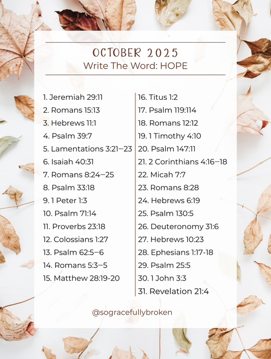 October 2025 Write the Word: Hope